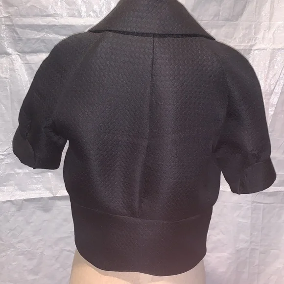 Tulle short sleeved black blazer, Large - Picture 2 of 9